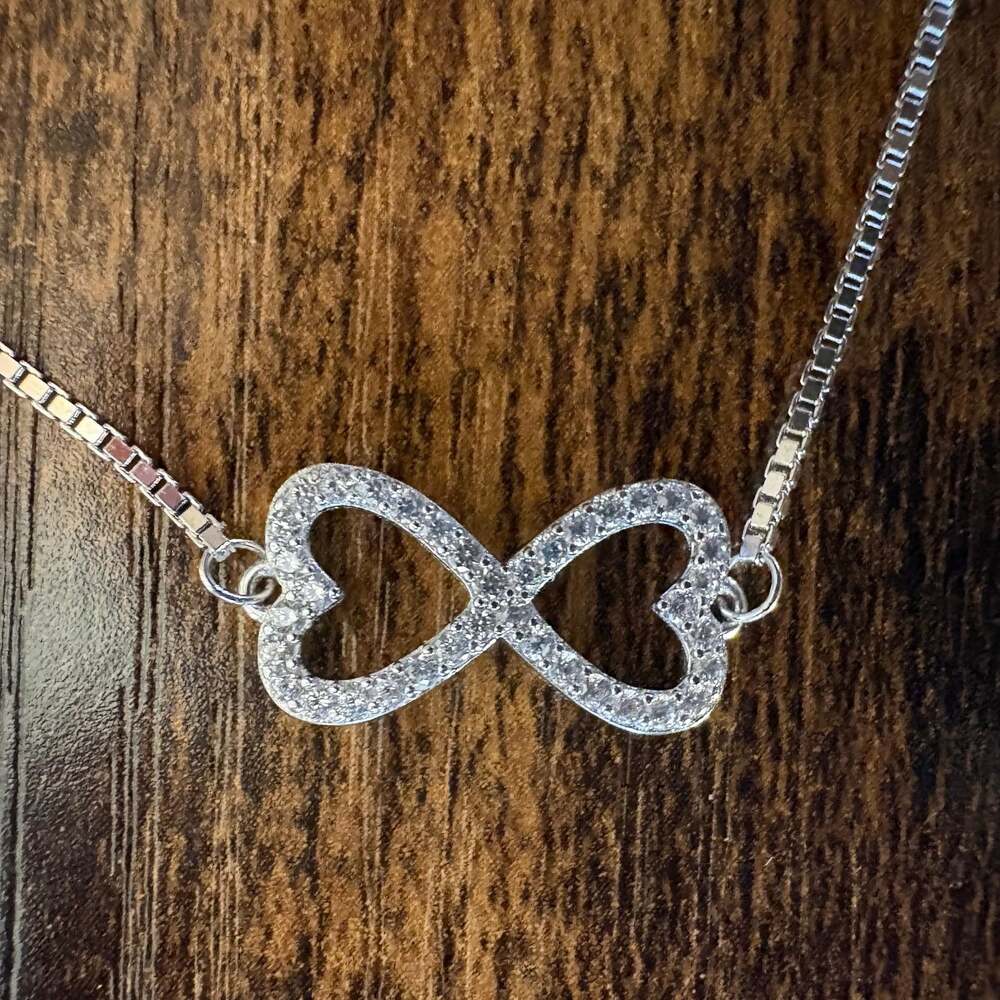Brilliance Fine Jewelry Sterling Silver CZ Infinity Heart Bolo Bracelet